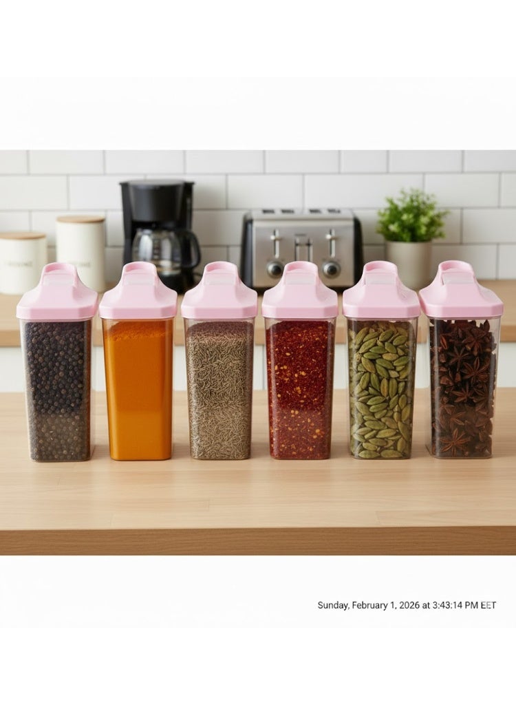 favilla 6-piece plastic spice container set with airtight lids – 250ml capacity – 8 x 5.5 x 12.5cm - Image 3